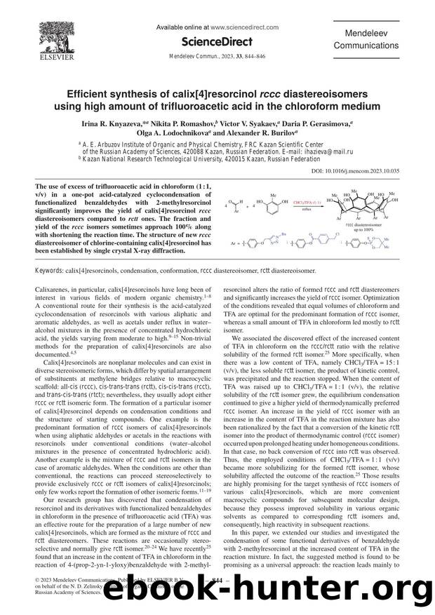 Efficient synthesis of calix[4]resorcinol rccc diastereoisomers using high amount of trifluoroacetic acid in the chloroform medium by unknow
