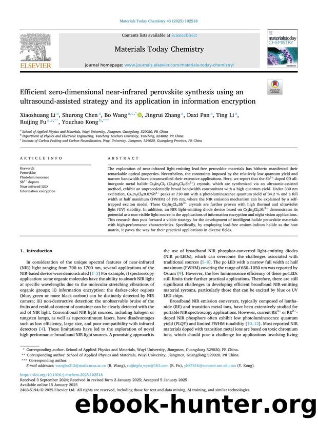 Efficient zero-dimensional near-infrared perovskite synthesis using an ultrasound-assisted strategy and its application in information encryption by Xiaoshuang Li