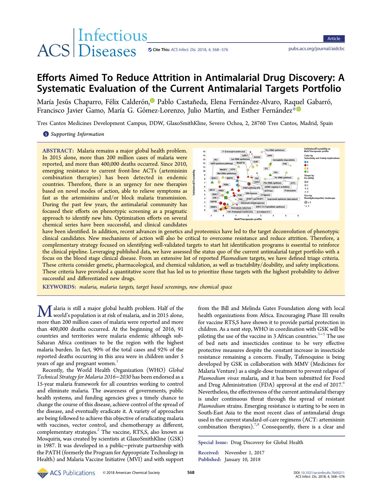 Efforts Aimed To Reduce Attrition in Antimalarial Drug Discovery: A Systematic Evaluation of the Current Antimalarial Targets Portfolio by unknow