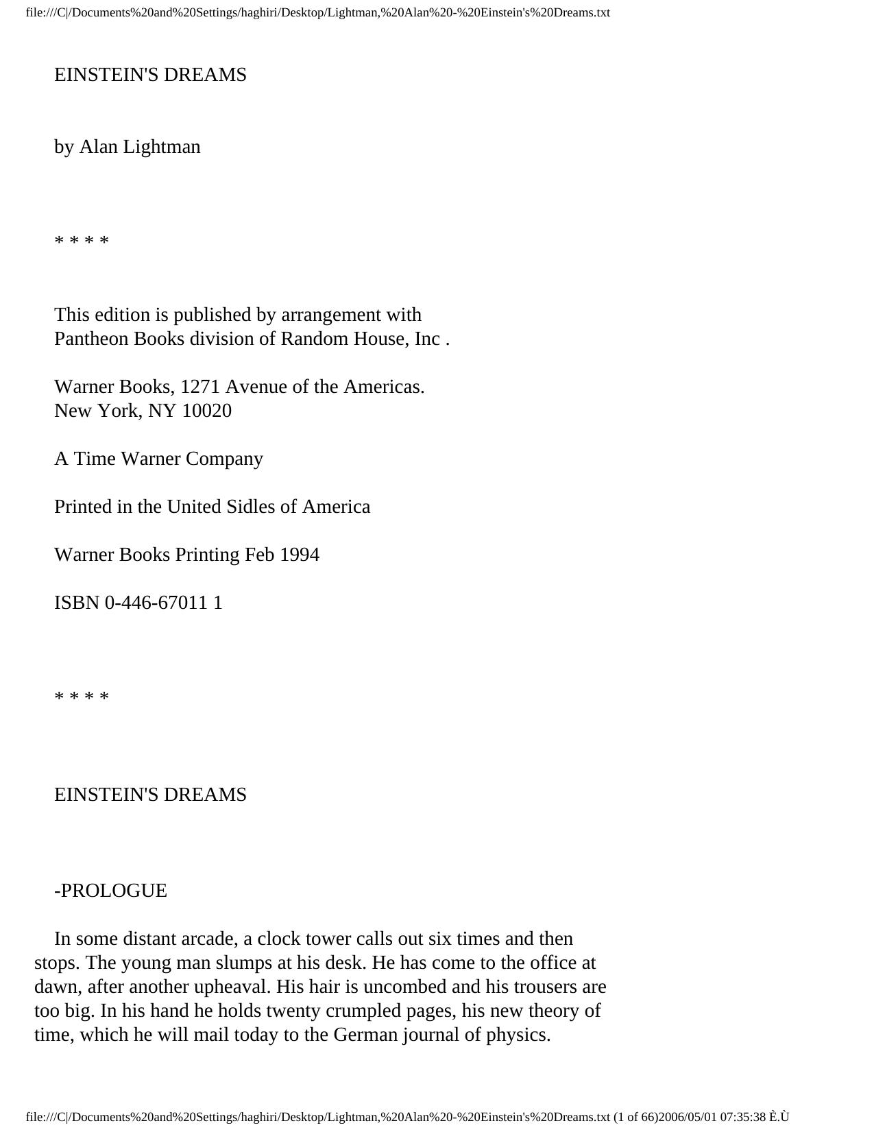Einstein's Dreams by Alan Lightman