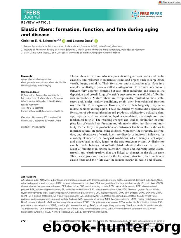 Elastic fibers: formation, function, and fate during aging and disease by Unknown