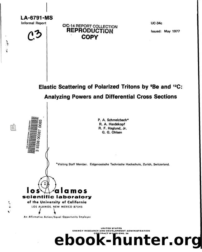Elastic scattering of polarized tritons by [sup 9]Be and [sup 12]C   analyzing powers and differential cross sections  None by LANL Research Library LWW Project