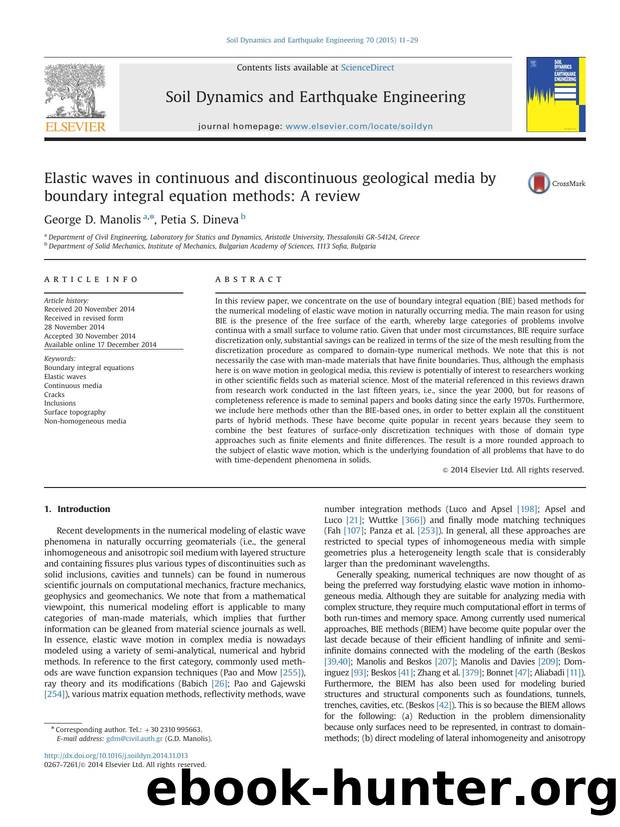 Elastic waves in continuous and discontinuous geological media by boundary integral equation methods_ A review by George D. Manolis & Petia S. Dineva