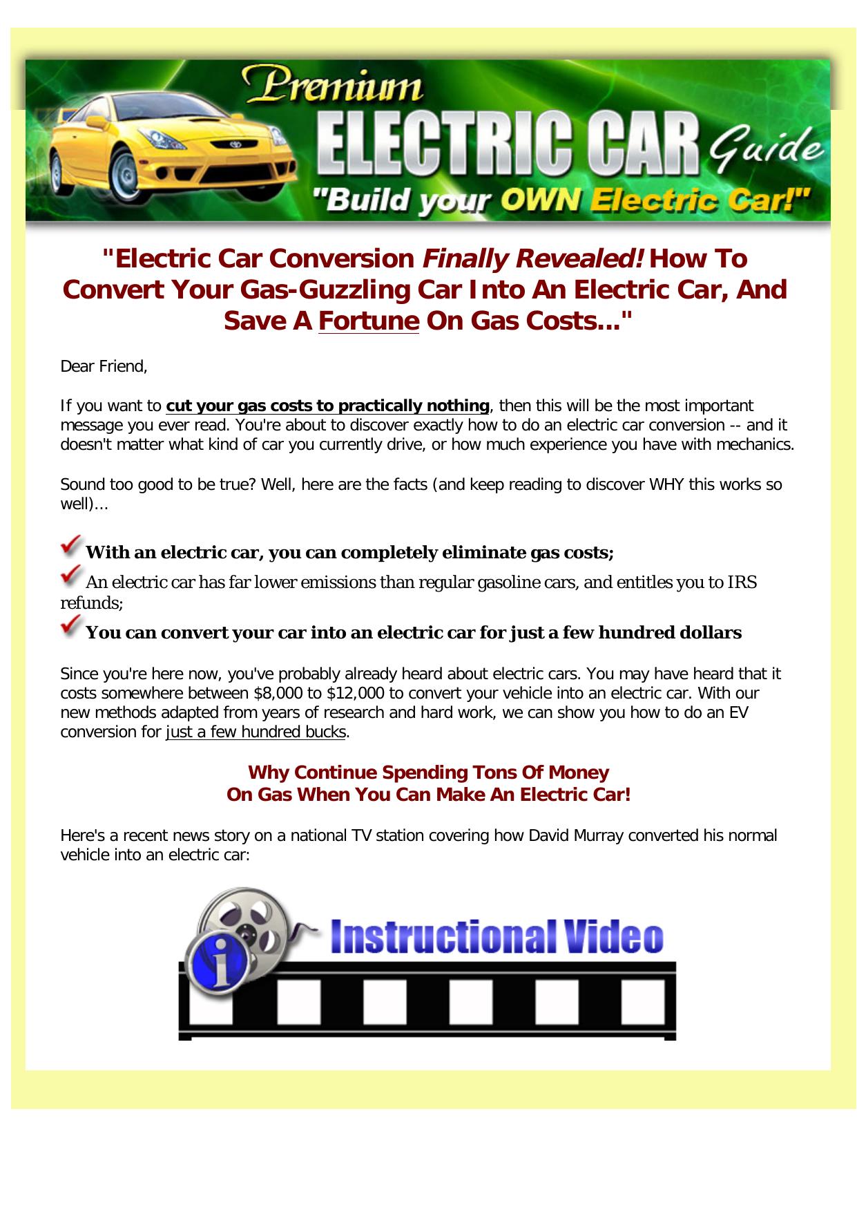 Electric Cars Guide - Convert Your Car Into An Electric. by Best of Kuszter's Collection