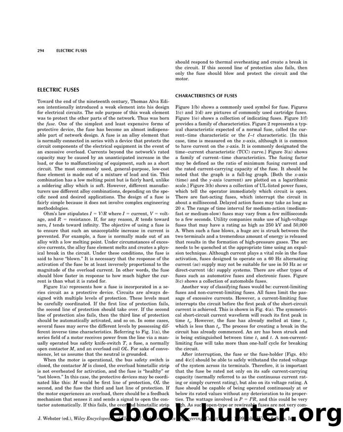 Electric Fuses". In: Wiley Encyclopedia of Electrical and Electronics Engineering by Unknown