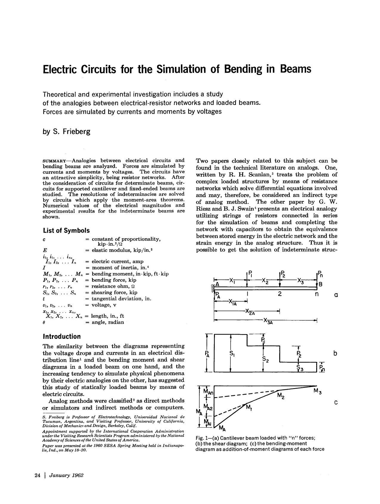 Electric circuits for the simulation of bending in beams by Unknown