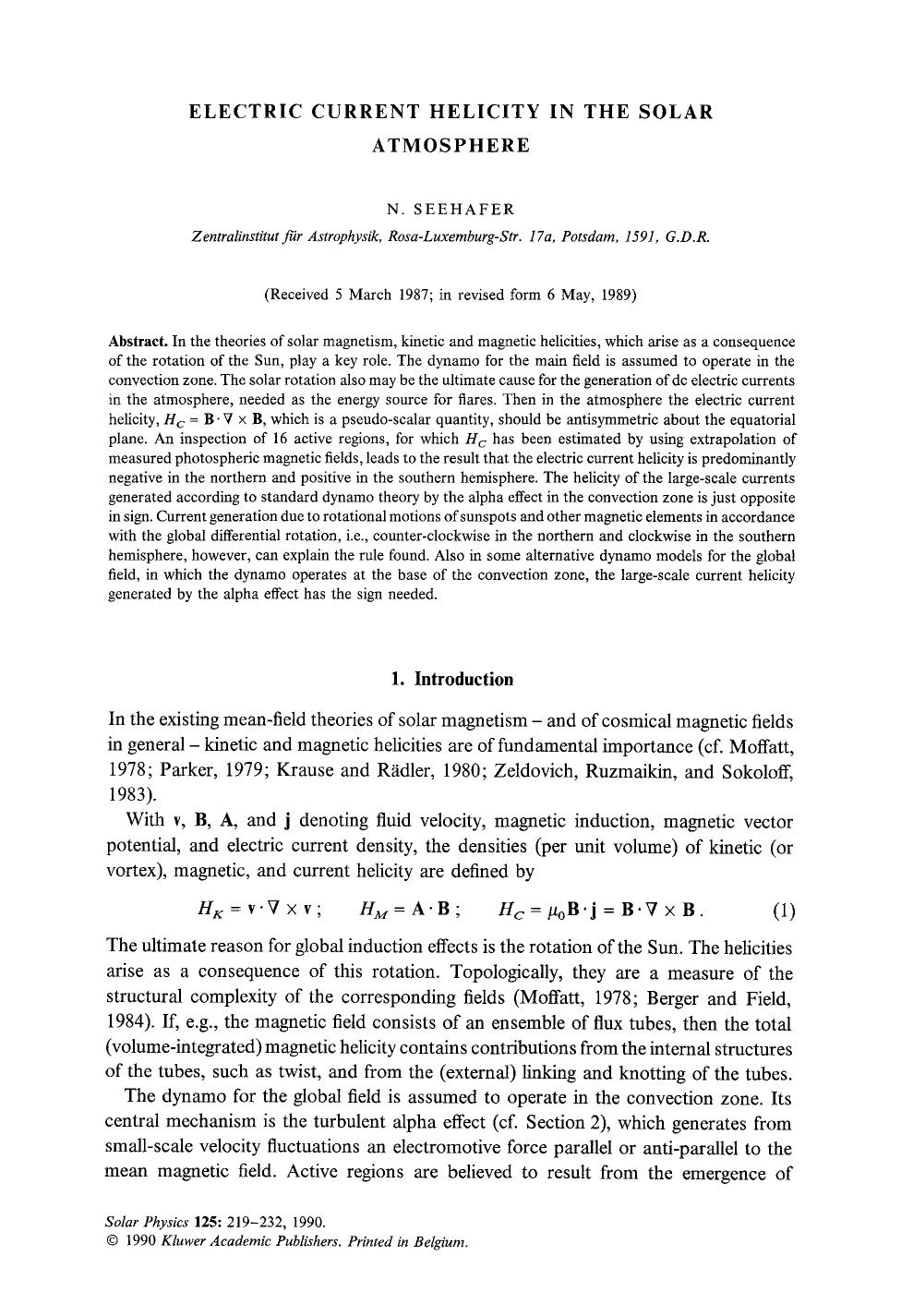 Electric current helicity in the solar atmosphere by Unknown