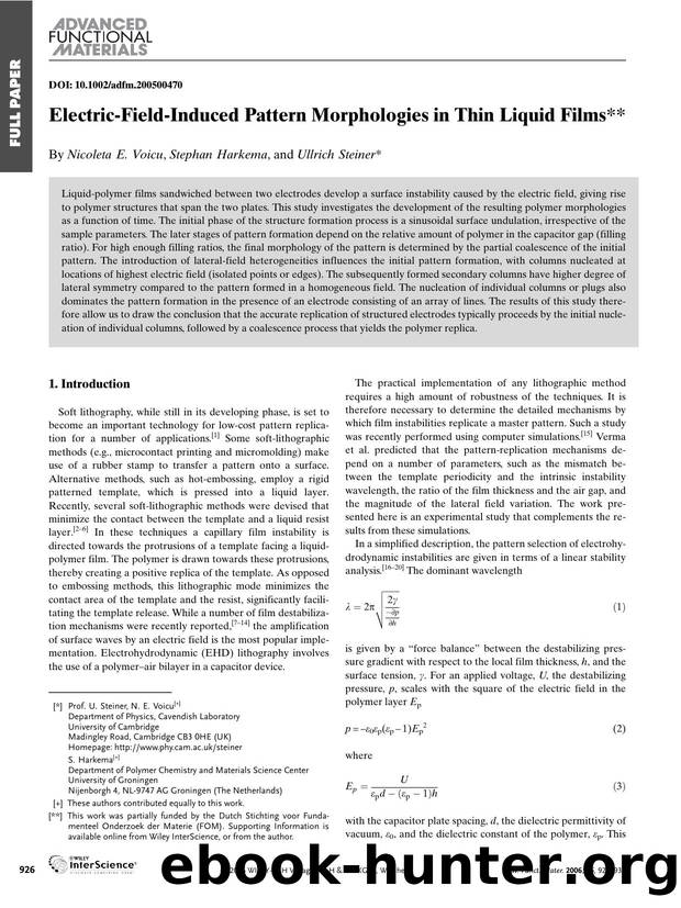 Electric-Field-Induced Pattern Morphologies in Thin Liquid Films by Unknown