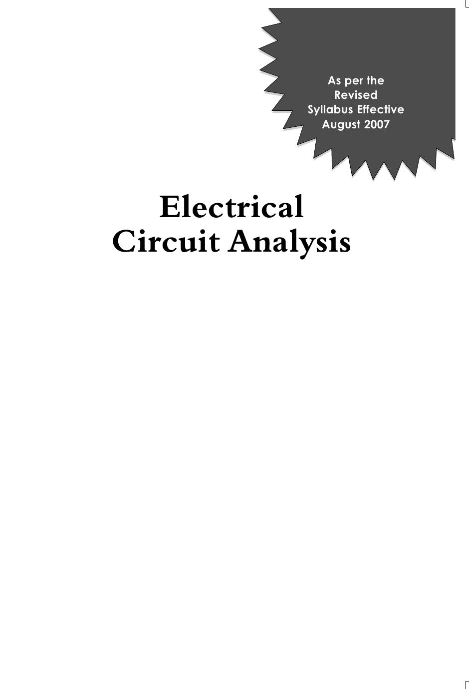 Electrical Circuit Analysis by A. Sudhakar