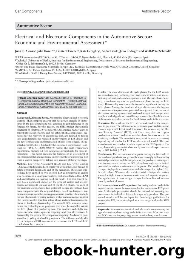 Electrical and electronic components in the automotive sector: Economic and environmental assessment by Unknown