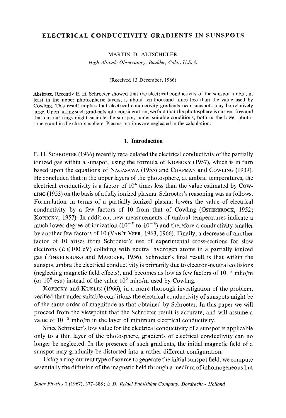 Electrical conductivity gradients in sunspots by Unknown