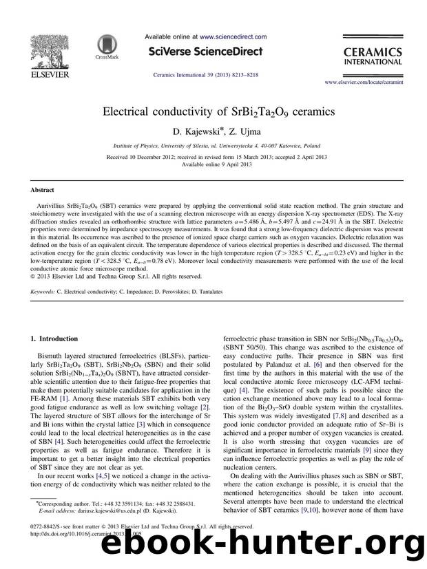 Electrical conductivity of SrBi2Ta2O9 ceramics by D. Kajewski & Z. Ujma