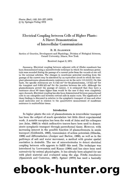 Electrical coupling between cells of higher plants: A direct demonstration of intercellular communication by Unknown