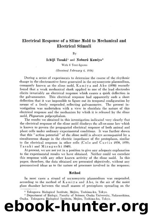 Electrical response of a slime mold to mechanical and electrical stimuli by Unknown