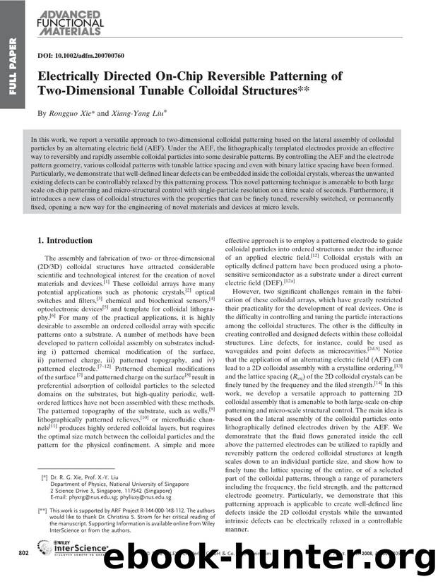 Electrically Directed On-Chip Reversible Patterning of Two-Dimensional Tunable Colloidal Structures by Unknown