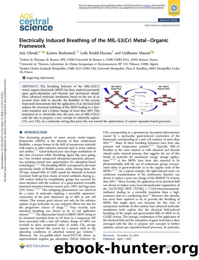 Electrically Induced Breathing of the MIL-53(Cr) MetalâOrganic Framework by Aziz Ghoufi Karima Benhamed Leila Boukli-Hacene & Guillaume Maurin