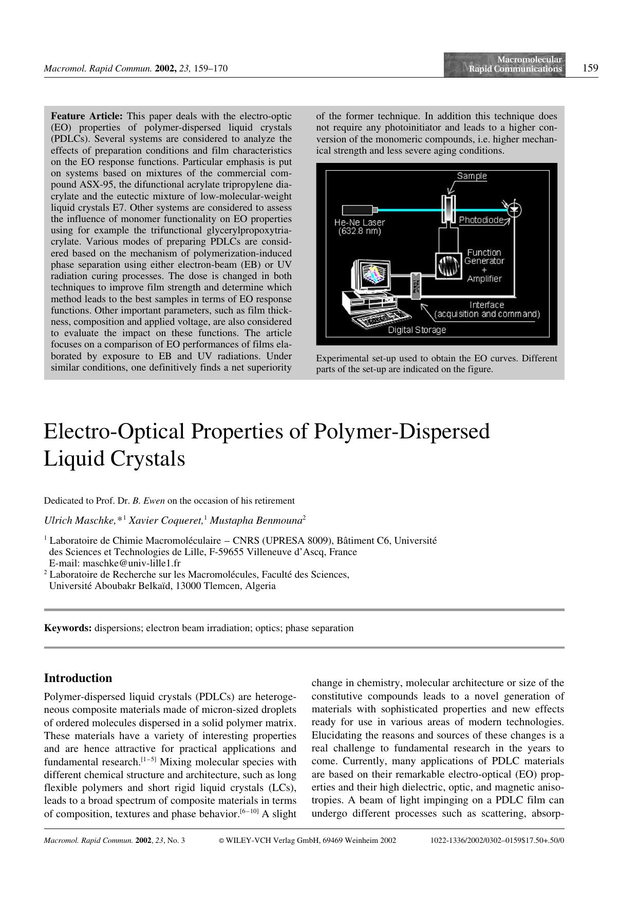 Electro-Optical Properties of Polymer-Dispersed Liquid Crystals by Unknown