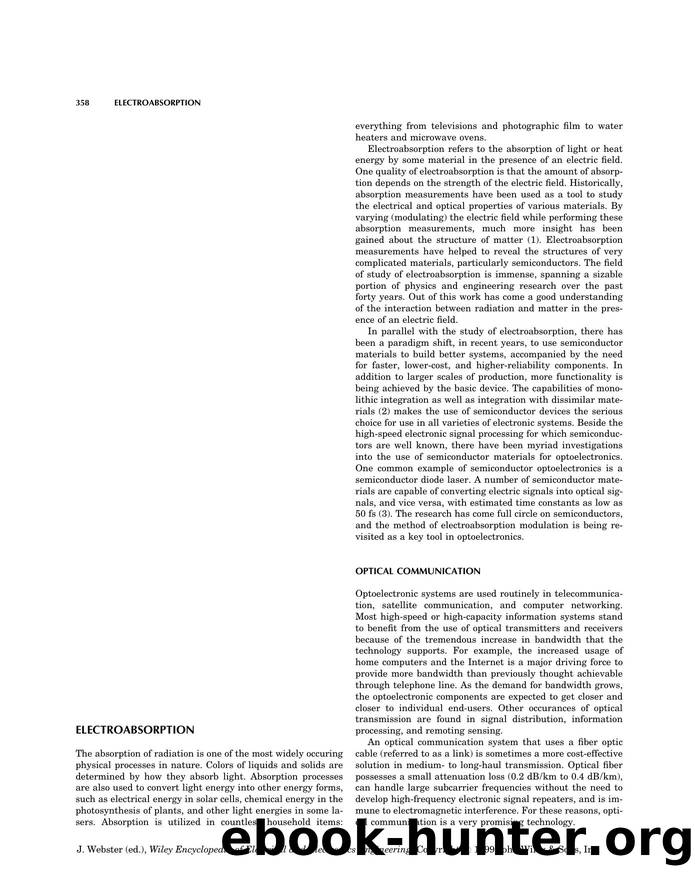 Electroabsorption". In: Wiley Encyclopedia of Electrical and Electronics Engineering by Unknown