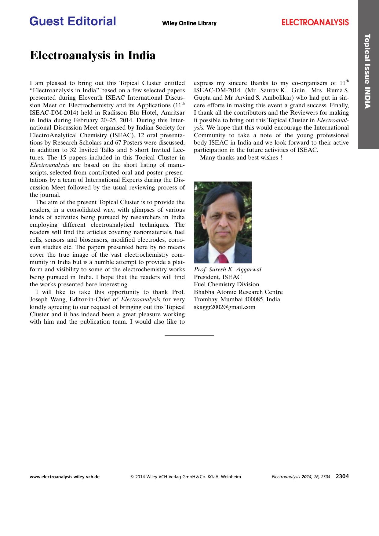 Electroanalysis in India by Unknown