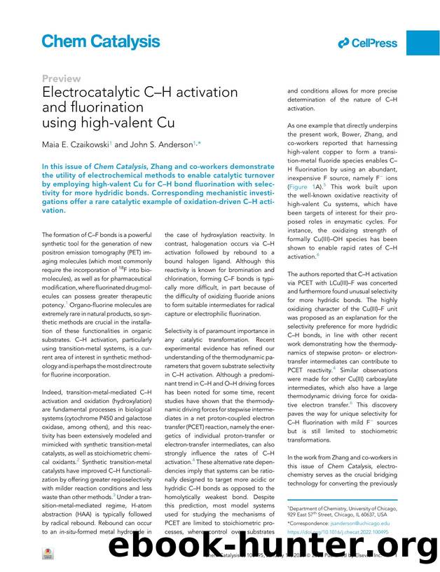 Electrocatalytic C-H activation and fluorination using high-valent Cu by Maia E. Czaikowski