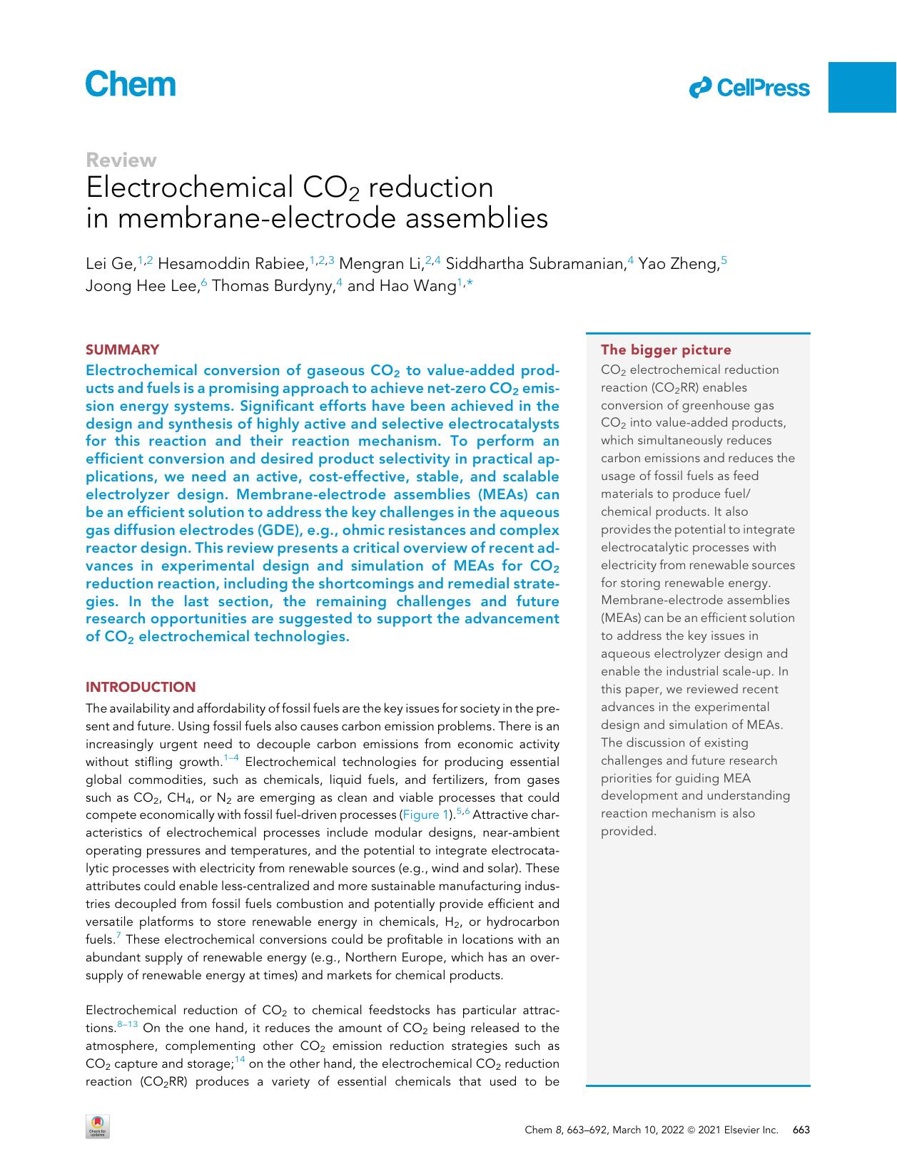 Electrochemical CO2 reduction in membrane-electrode assemblies by unknow