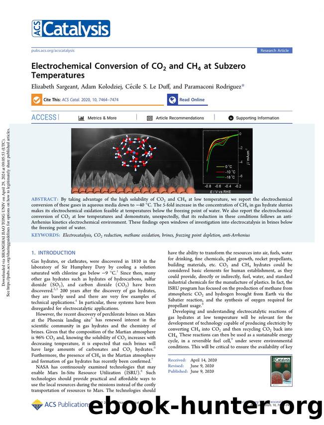 Electrochemical Conversion of CO2 and CH4 at Subzero Temperatures by Elizabeth Sargeant Adam Kolodziej Cécile S. Le Duff & Paramaconi Rodriguez