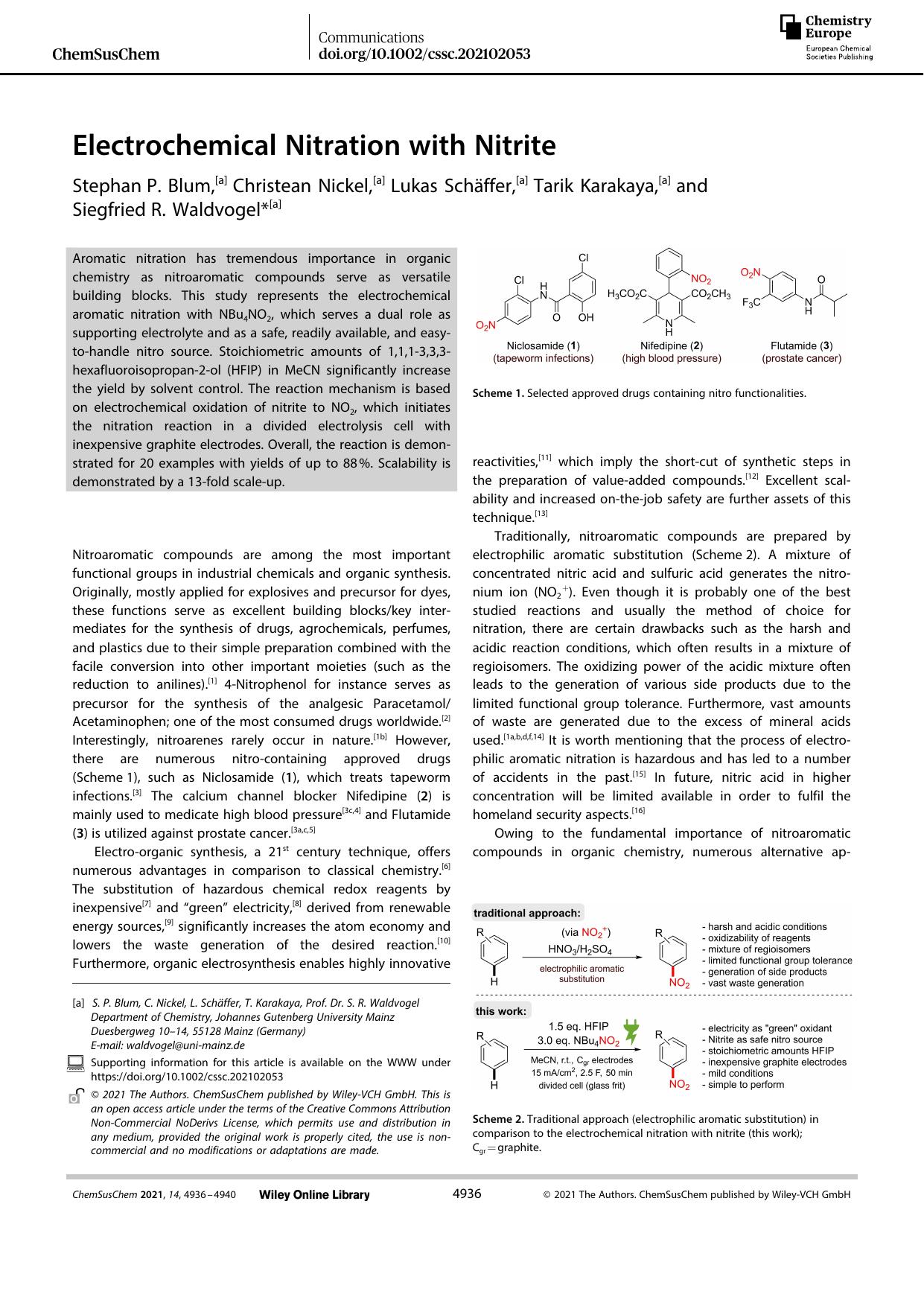 Electrochemical Nitration with Nitrite by Unknown