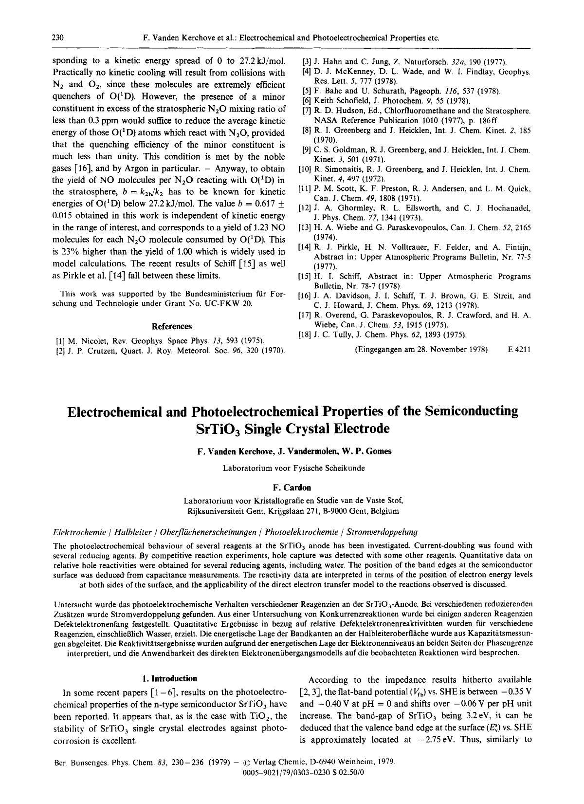 Electrochemical and Photoelectrochemical Properties of the Semiconducting SrTiO3 Single Crystal Electrode by Unknown