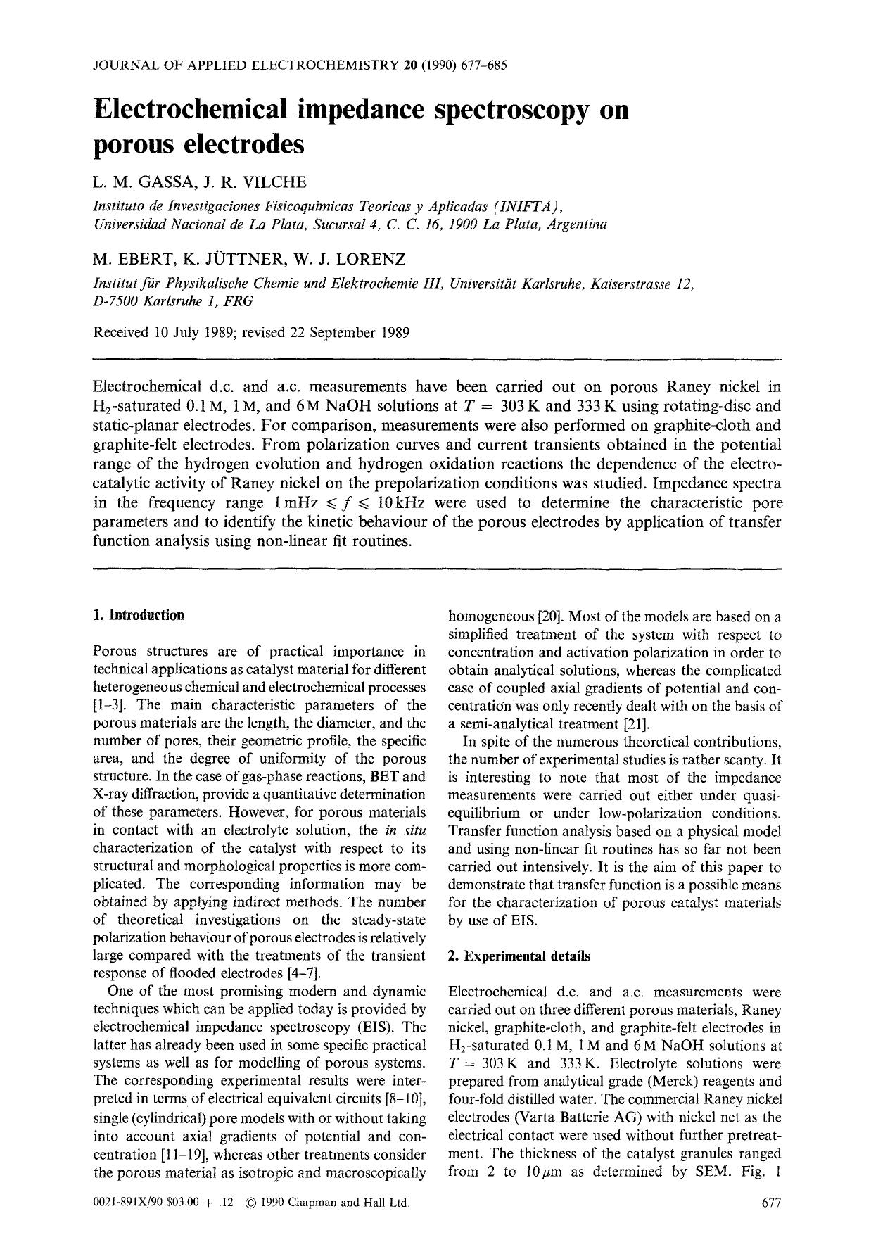 Electrochemical impedance spectroscopy on porous electrodes by Unknown