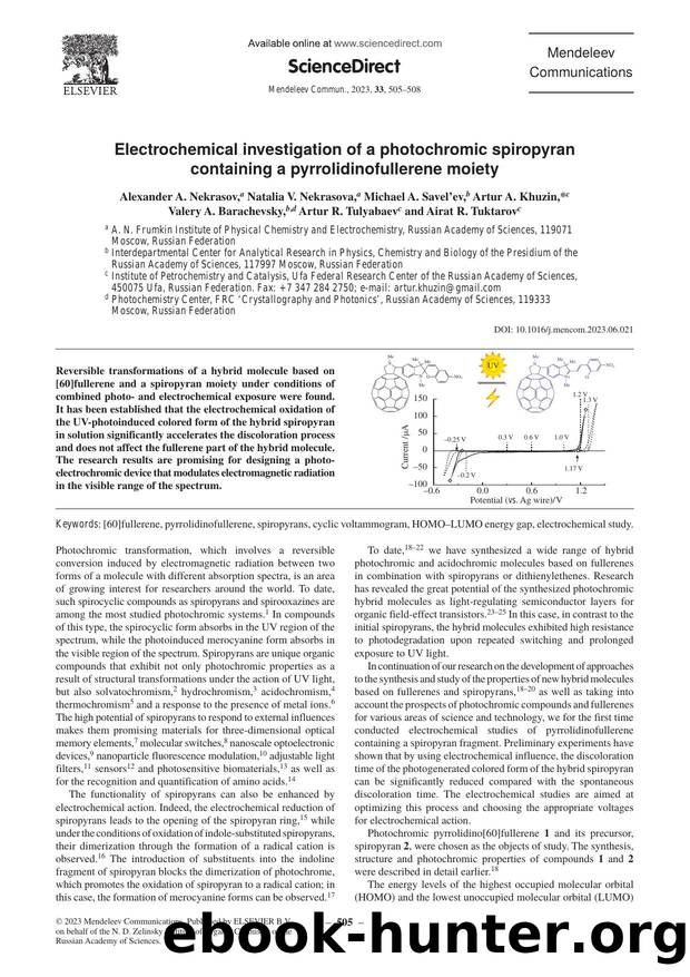 Electrochemical investigation of a photochromic spiropyran containing a pyrrolidinofullerene moiety by unknow