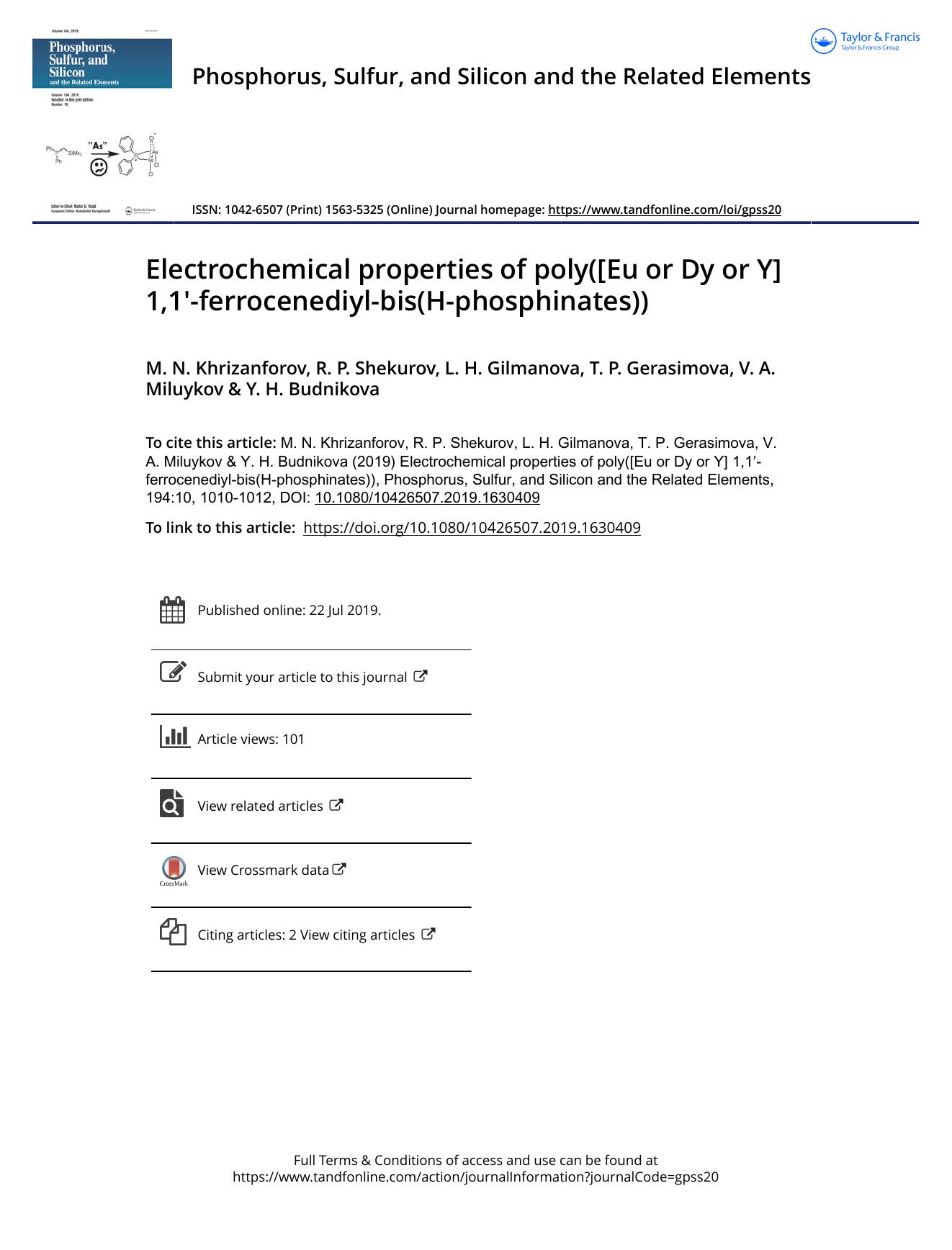 Electrochemical properties of poly([Eu or Dy or Y] 1,1â²-ferrocenediyl-bis(H-phosphinates)) by unknow