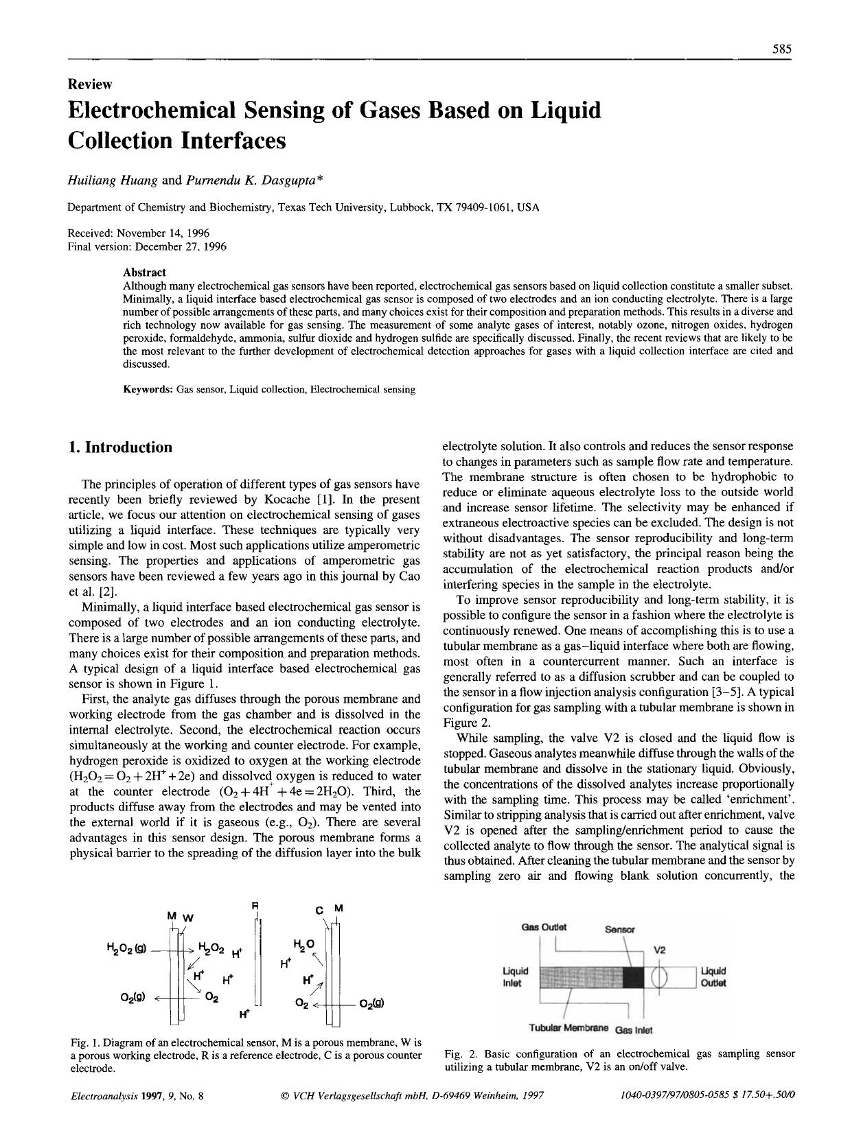 Electrochemical sensing of gases based on liquid collection interfaces by Unknown