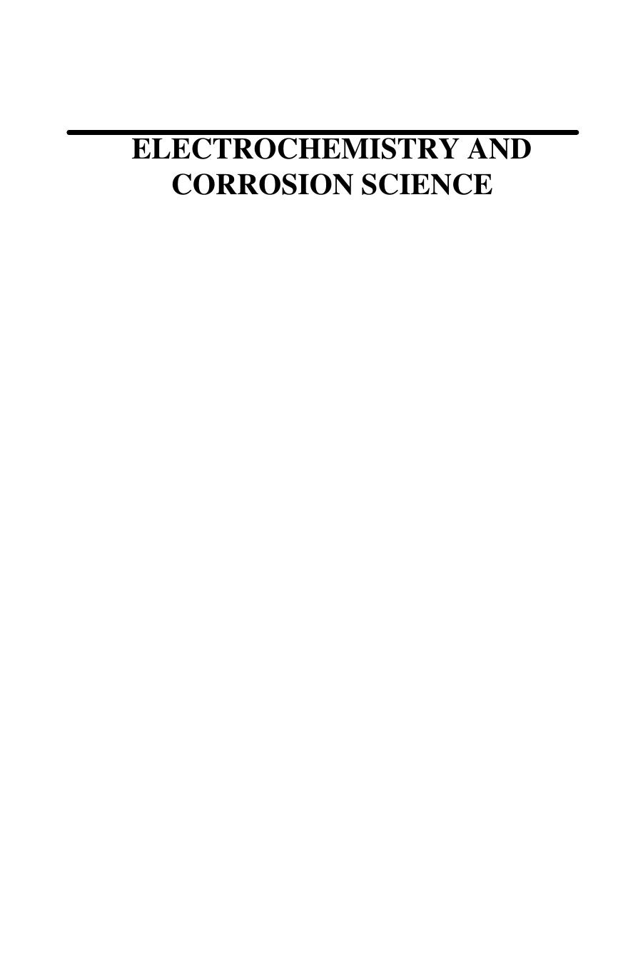 Electrochemistry and Corrosion Science by Nestor Perez (eds.)
