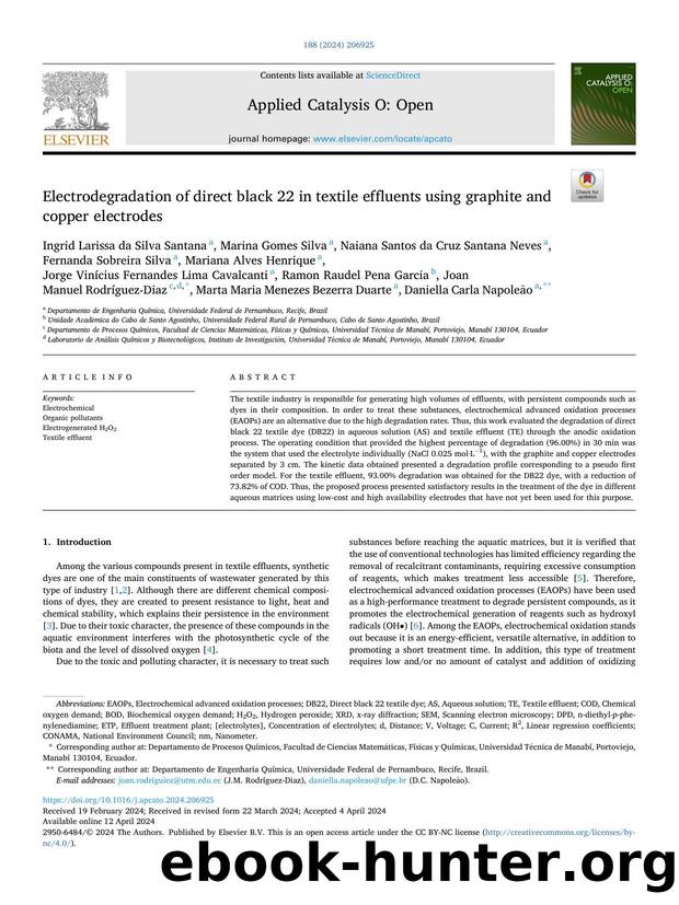 Electrodegradation of direct black 22 in textile effluents using graphite and copper electrodes by unknow