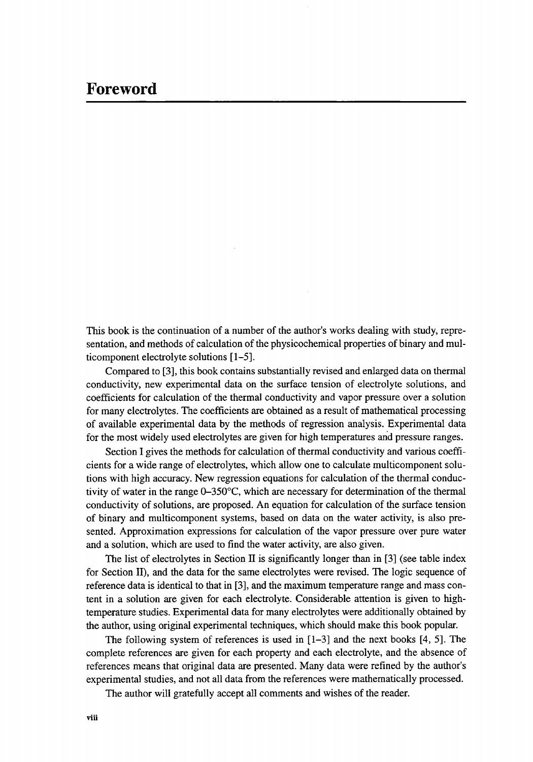 Electrolytes, Properties of Solutions: Methods for Calculation of Multicomponent Systems and Experimental Data on Thermal Conductivity and Surface Tension by Georgiĭ Georgievich Aseev
