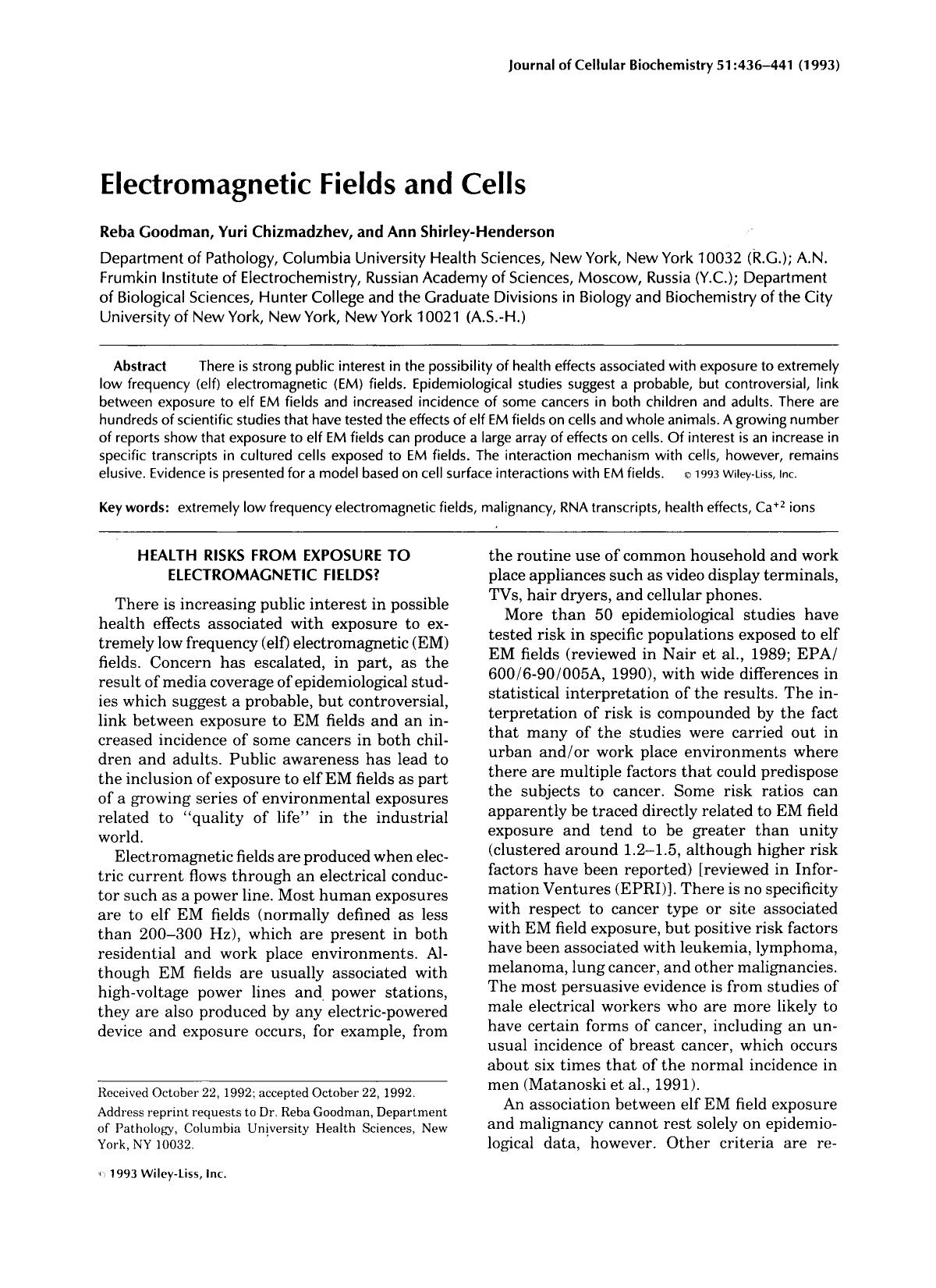 Electromagnetic fields and cells by Unknown