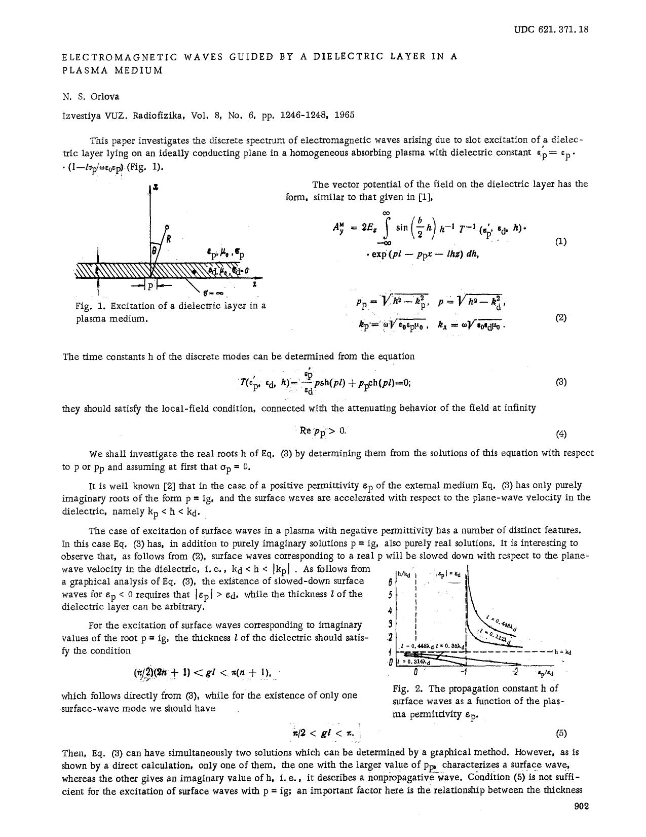 Electromagnetic waves guided by a dielectric layer in a plasma medium by Unknown