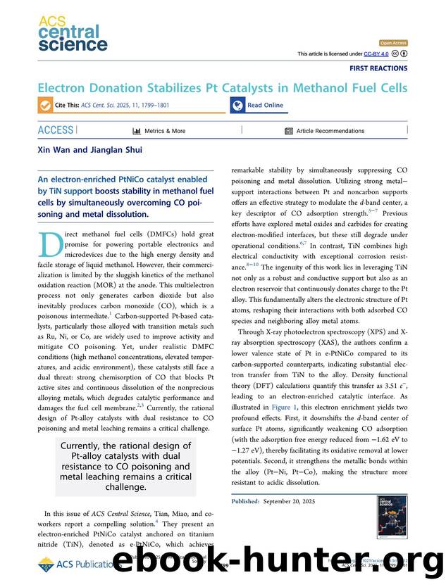 Electron Donation Stabilizes Pt Catalysts in Methanol Fuel Cells by Xin Wan & Jianglan Shui