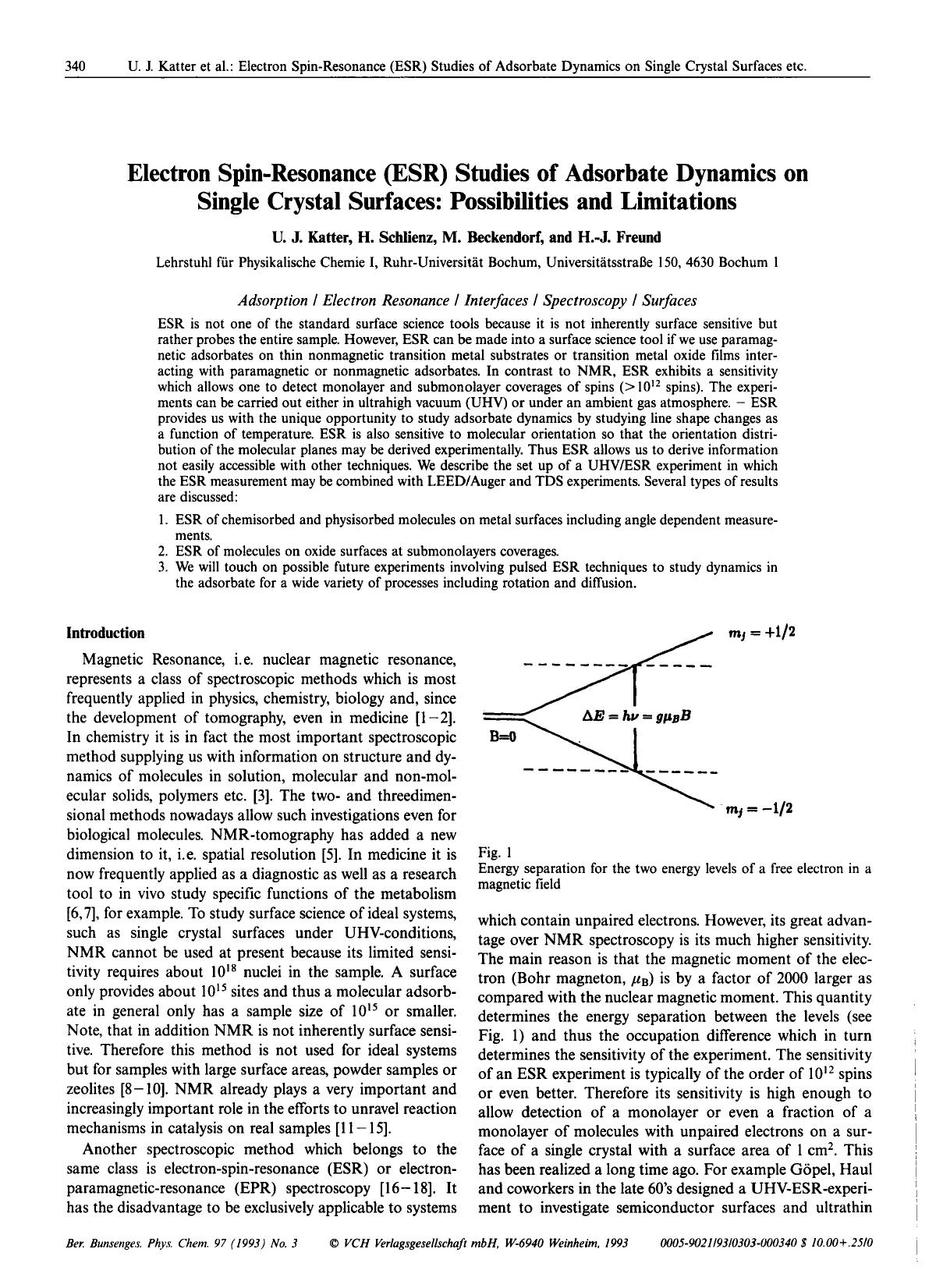 Electron Spin-Resonance (ESR) Studies of Adsorbate Dynamics on Single Crystal Surfaces: Possibilities and Limitations by Unknown