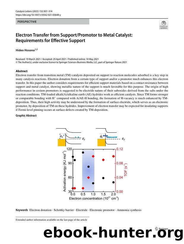 Electron Transfer from SupportPromotor to Metal Catalyst: Requirements for Effective Support by Hideo Hosono