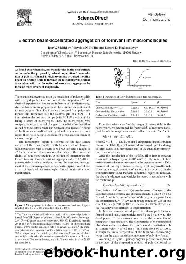 Electron beam-accelerated aggregation of formvar film macromolecules by Igor V. Melikhov & Vsevolod N. Rudin & Elmira D. Kozlovskaya