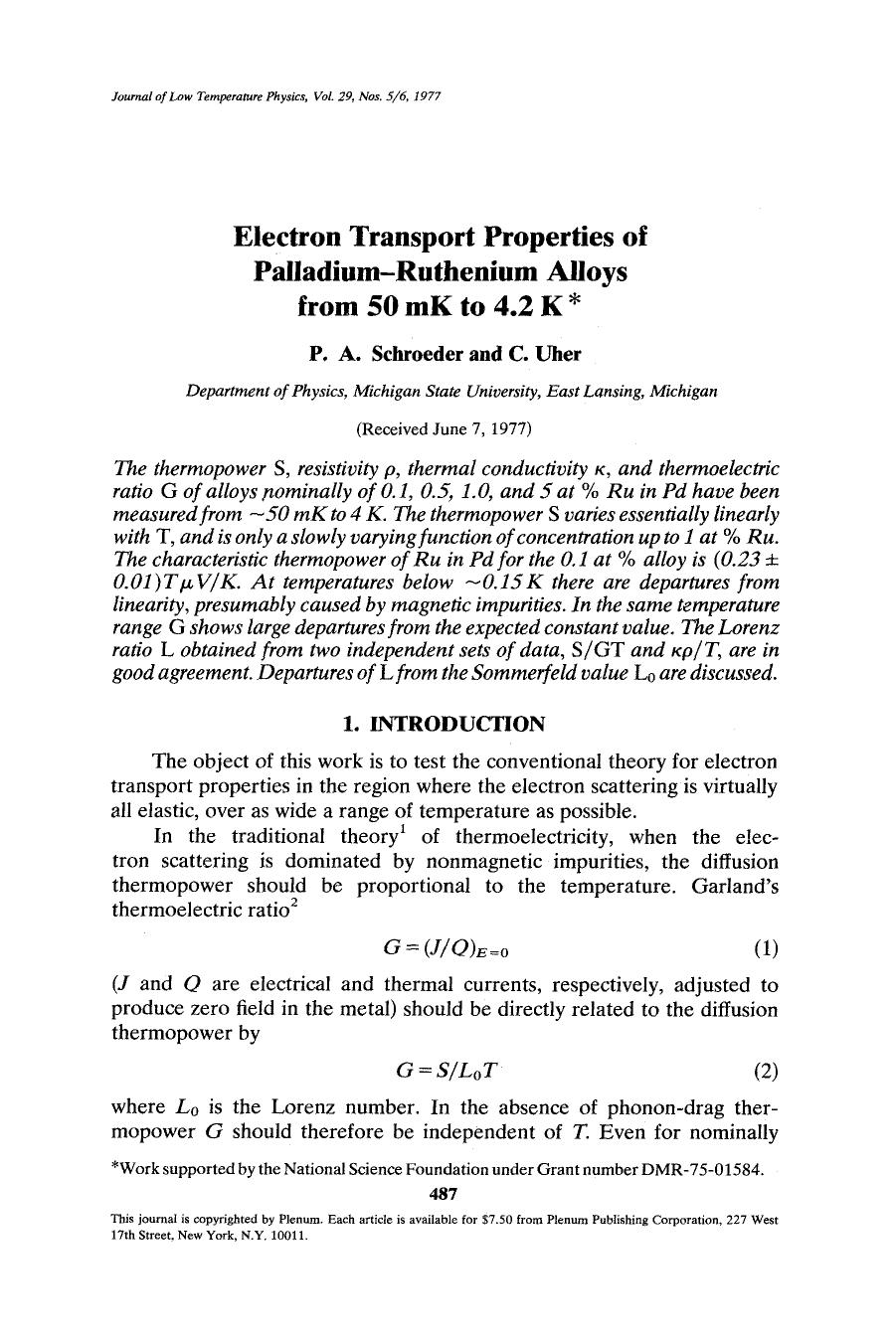 Electron transport properties of palladium-ruthenium alloys from 50 mK to 4.2 K by Unknown