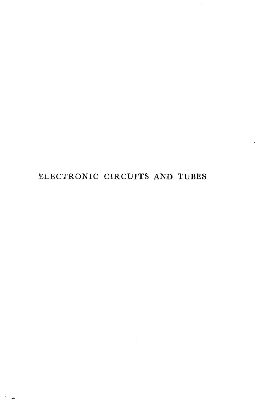 Electronic Circuits And Tubes Book Company Inc Mcgraw Hill by Unknown