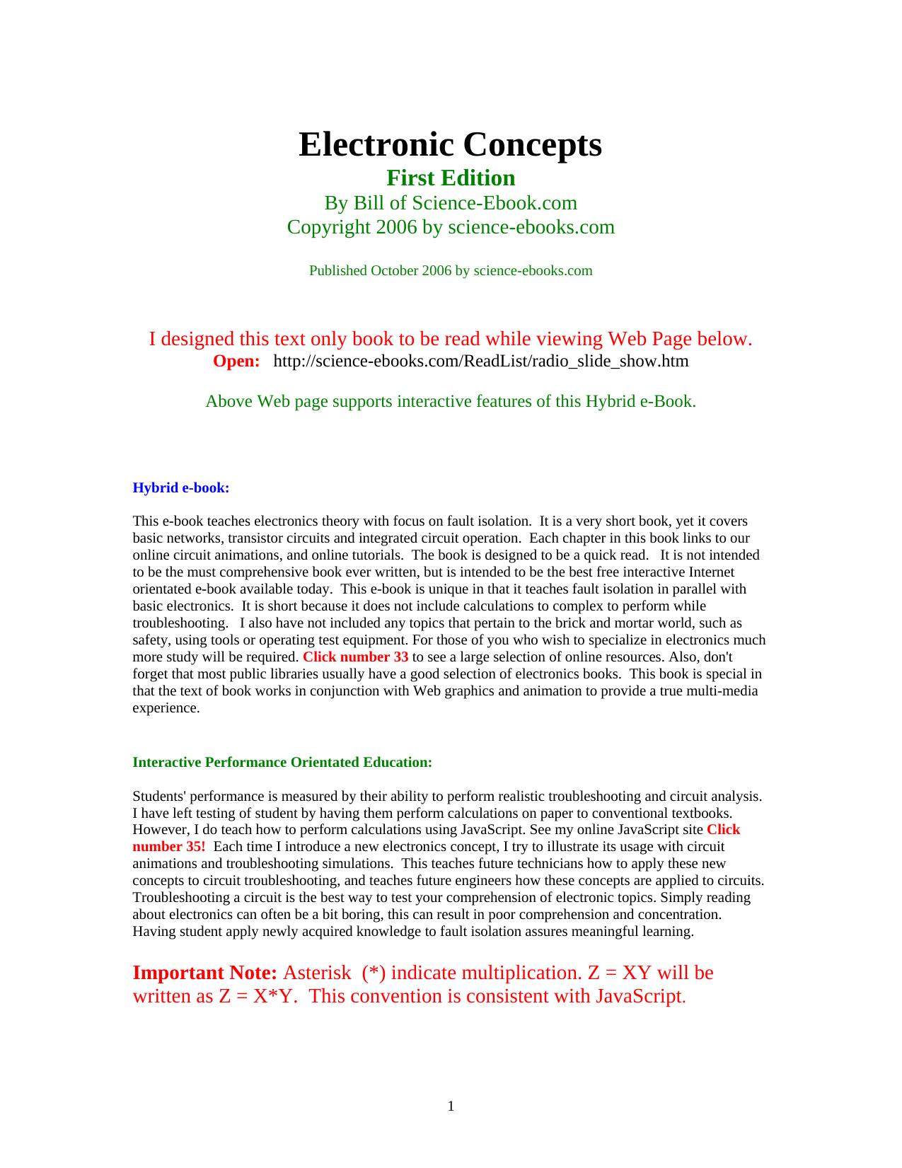 Electronic Concepts by William H. Boos