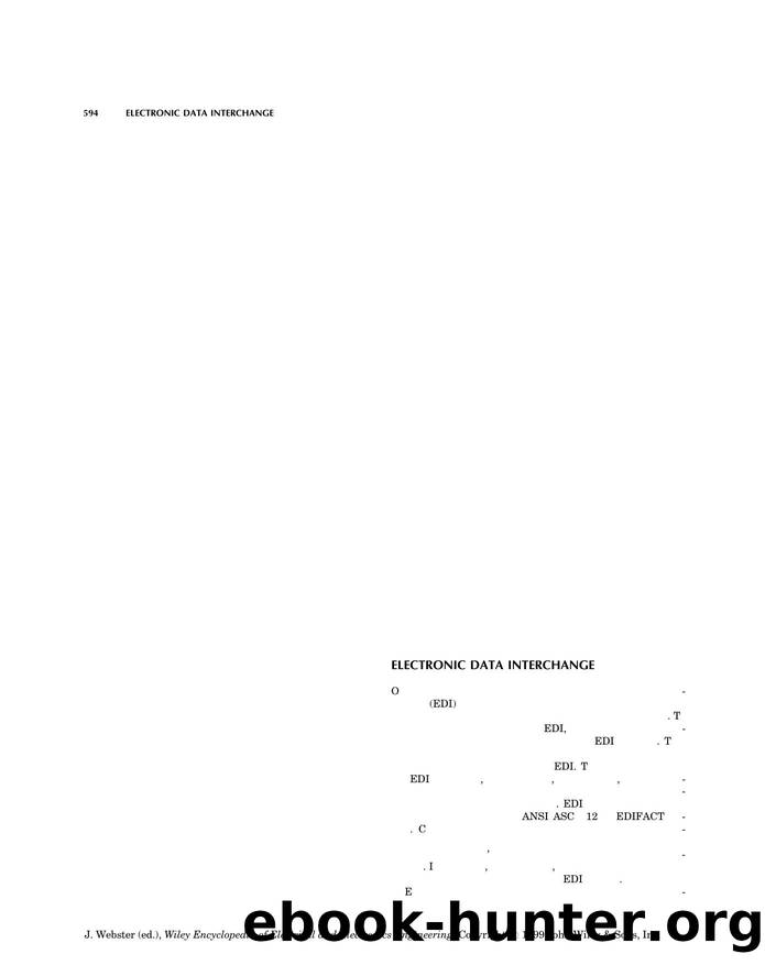 Electronic Data Interchange". In: Wiley Encyclopedia of Electrical and Electronics Engineering by Unknown