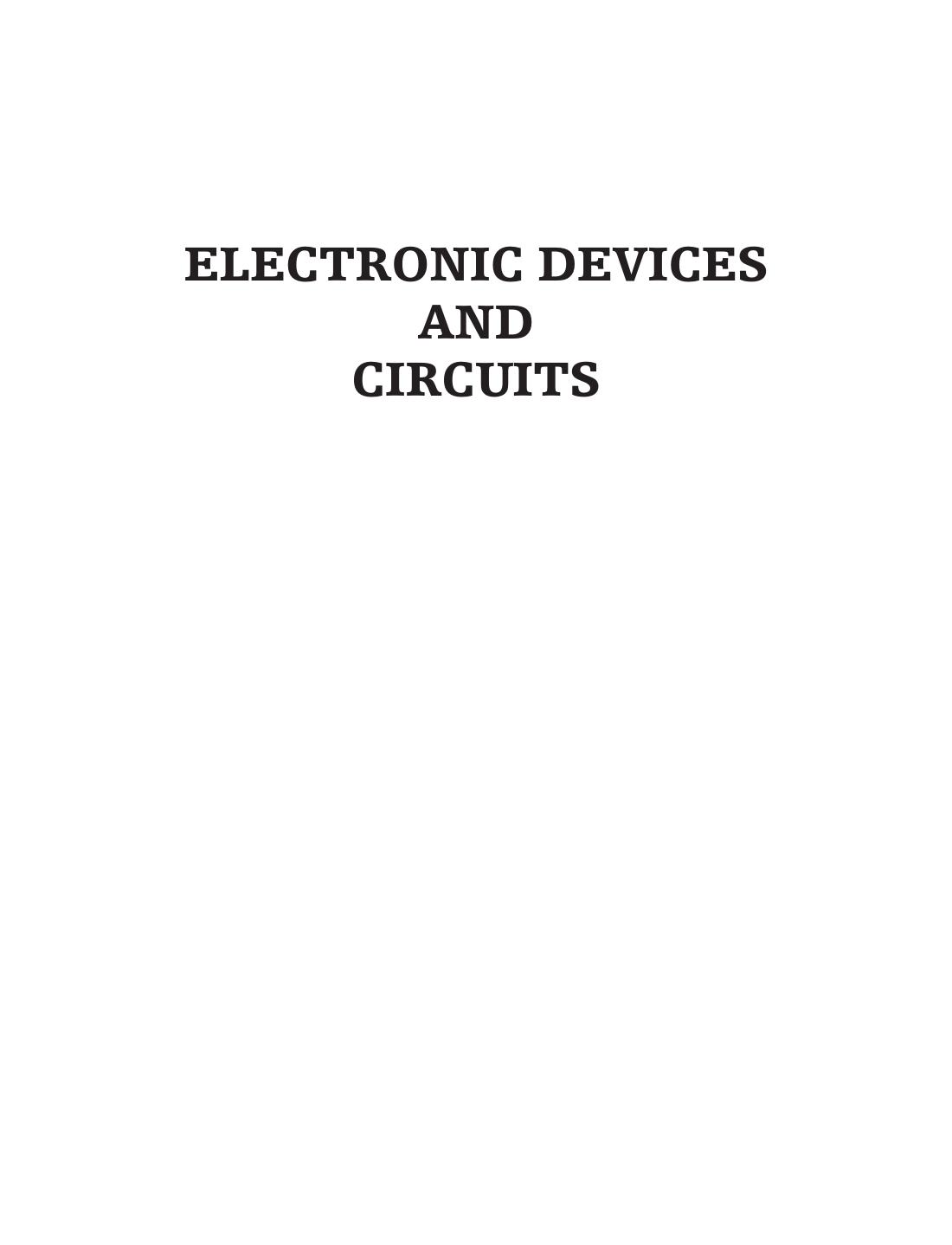 Electronic Devices and Circuits by Unknow