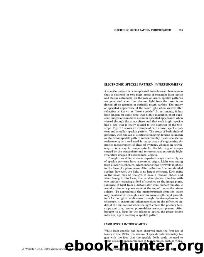 Electronic Speckle Pattern Interferometry". In: Wiley Encyclopedia of Electrical and Electronics Engineering by Unknown