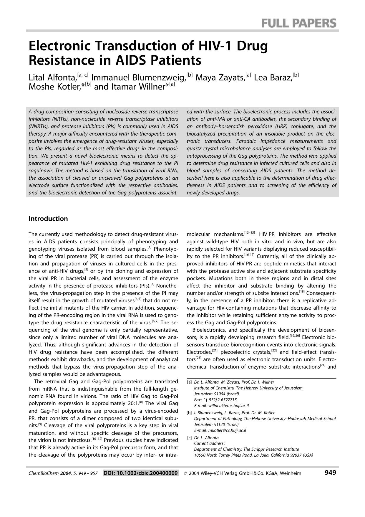Electronic Transduction of HIV-1 Drug Resistance in AIDS Patients by Systemverwalter