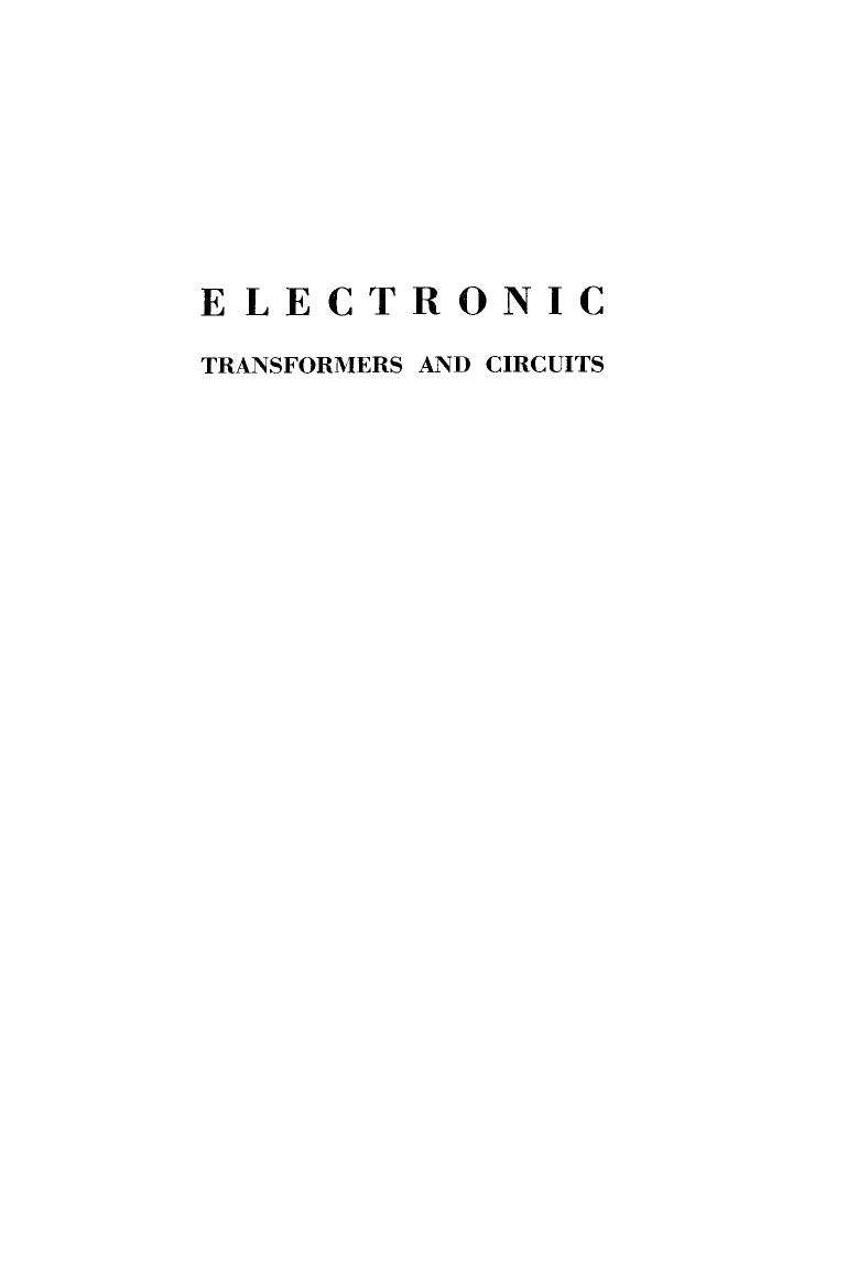 Electronic Transformers and Circuits by R. Lee