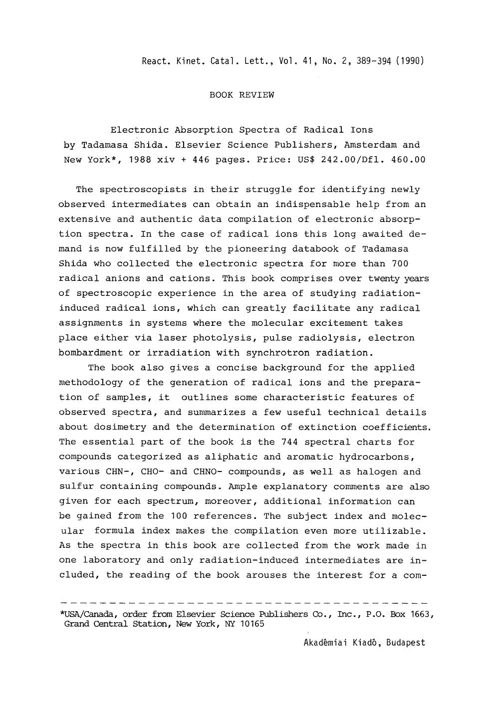 Electronic absorption spectra of radical ions by Unknown